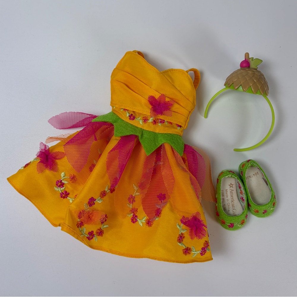AG Wellie Wisher Twirling Tulip Costume Dress Shows Acorn Headband American Girl